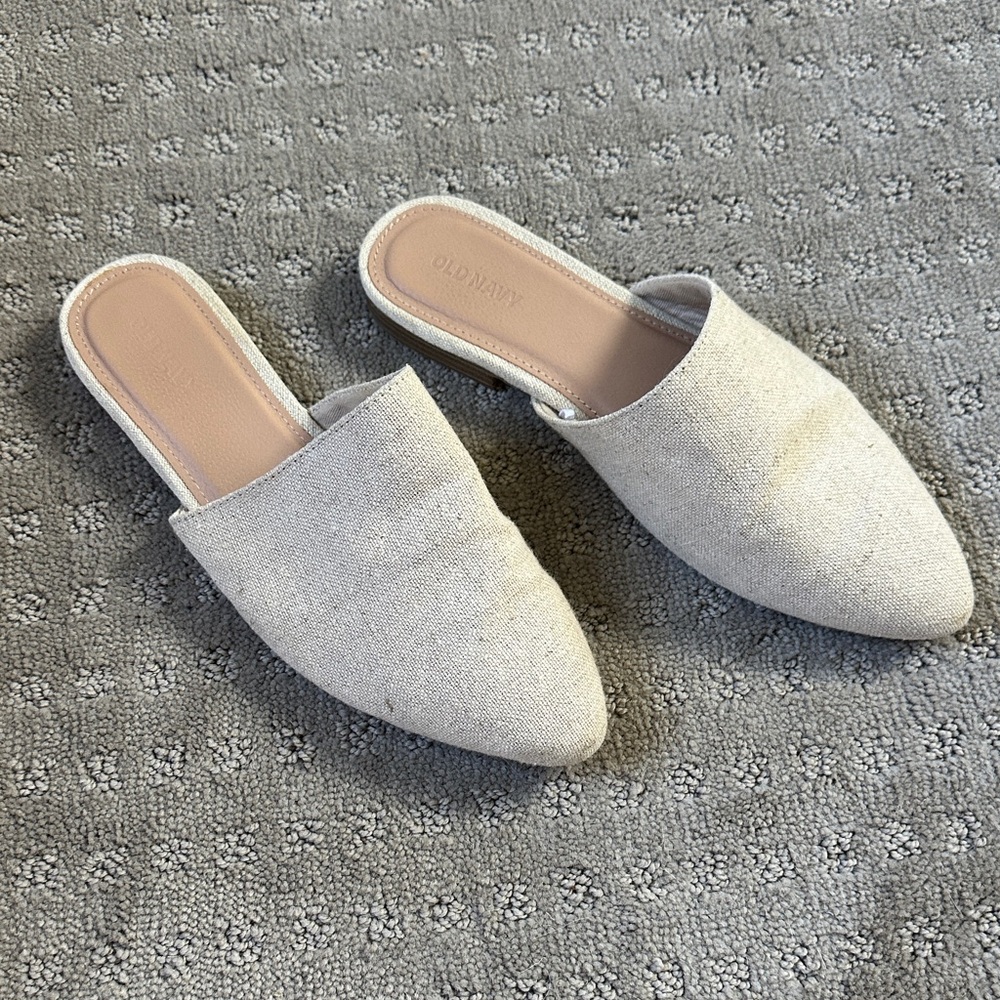 Cream Linen Mules